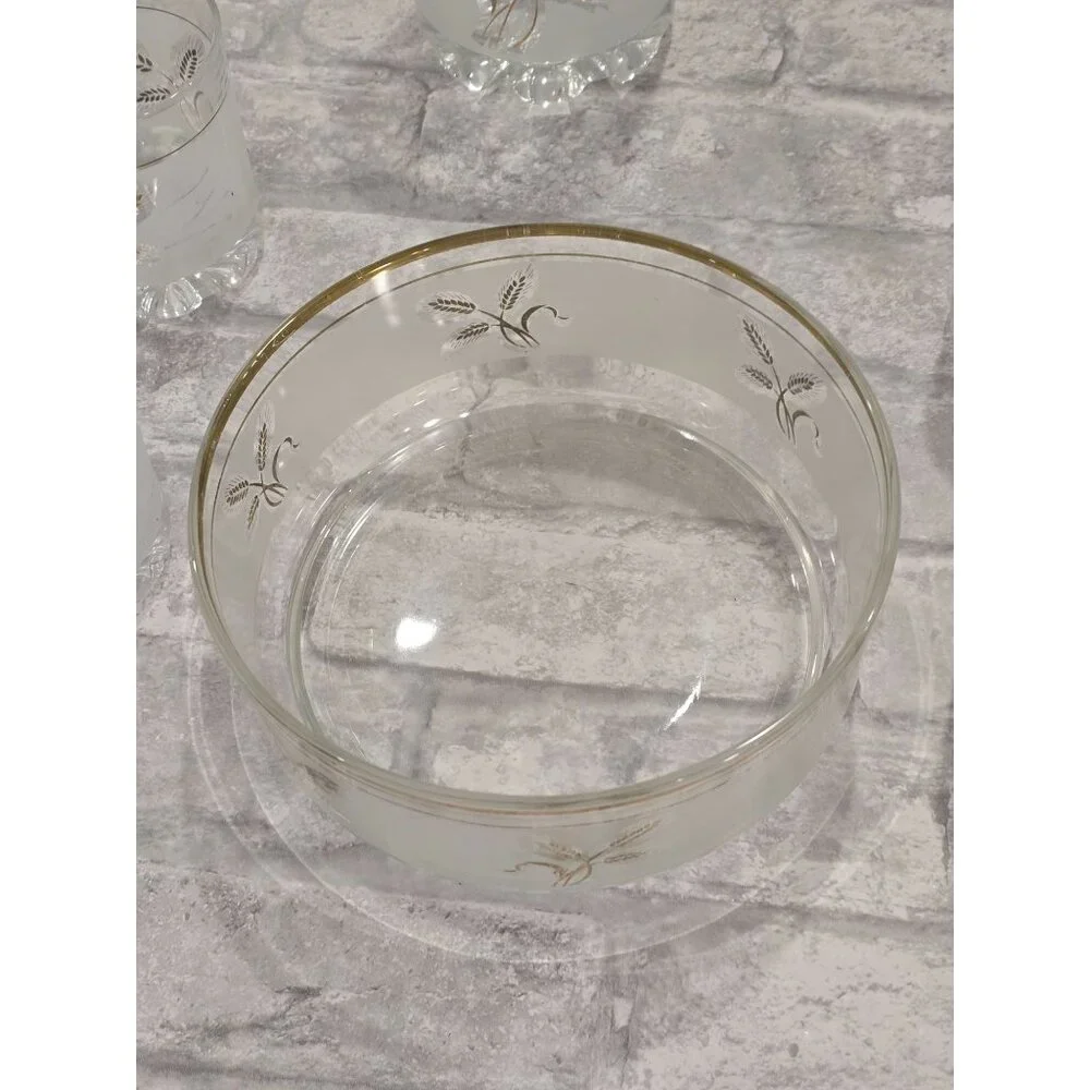 Vintage DeValbor Italian Covetro Frosted Gold Leaf Rock Glasses, Tumbler Ice Buc